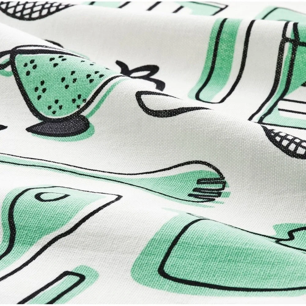 IKEA‎ RINNIG Dish towel, white/green/patterned Cotton 18x24
